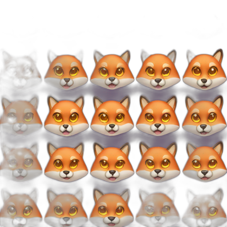fox face with different emotions emoji