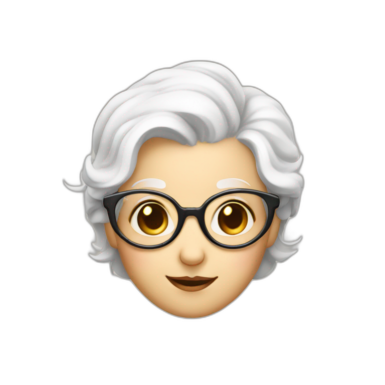 old jerry feminine mouse with spectacles and white hair and white dress emoji