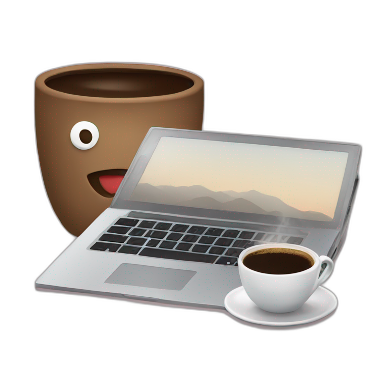 laptop and coffee emoji