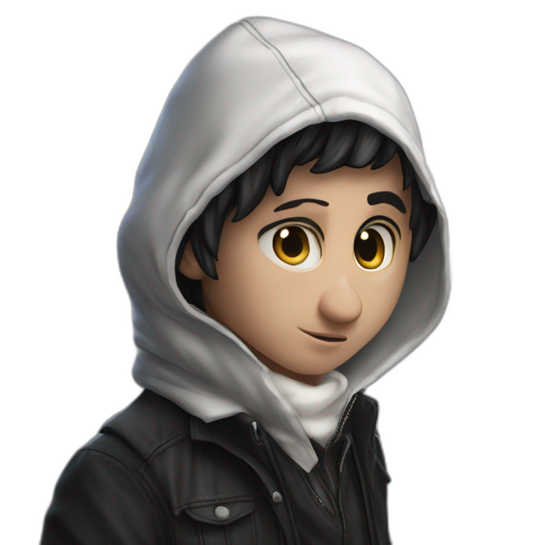handsome boy in black jacket emoji