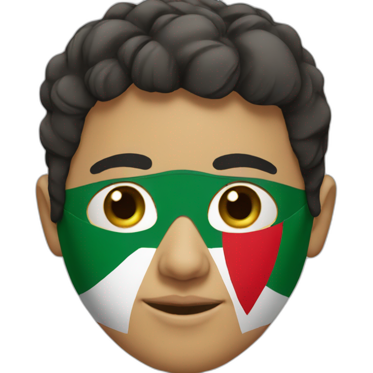 The face of a boy wearing a Palestinian mask  emoji