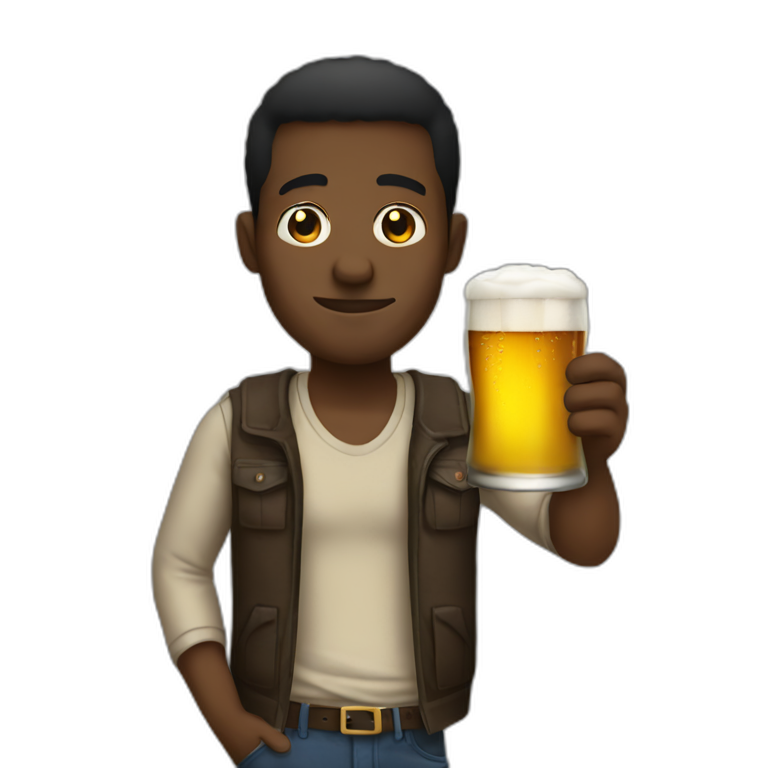 A black man drinking beer  emoji
