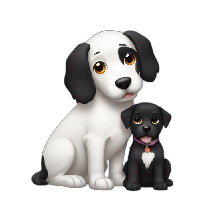 Black dog hugging white dog emoji