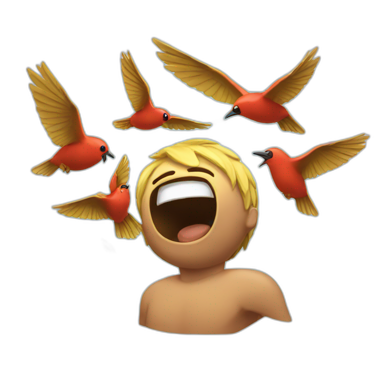 Ko with birds above the head emoji