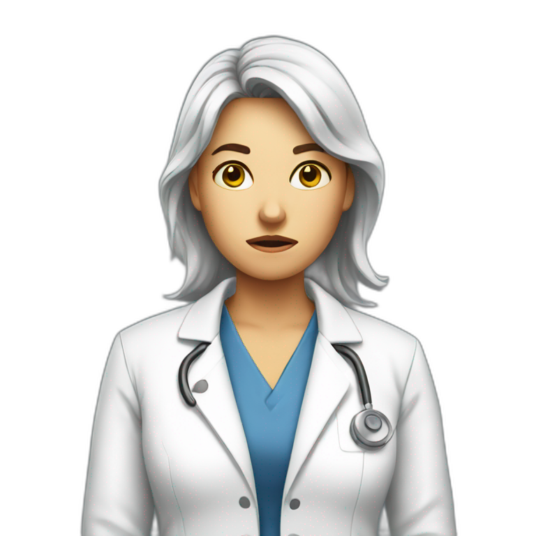 Upset women in lab coat emoji
