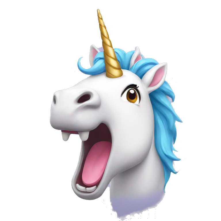 Unicorn with mouth open emoji
