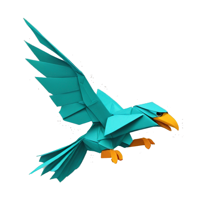 Saffron flying eagle in an origami  emoji