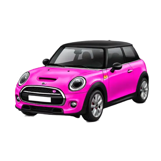 All black mini cooper se with hot pink stripes emoji AI Emoji Generator