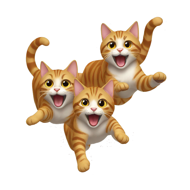 3 cats jumping with joy emoji