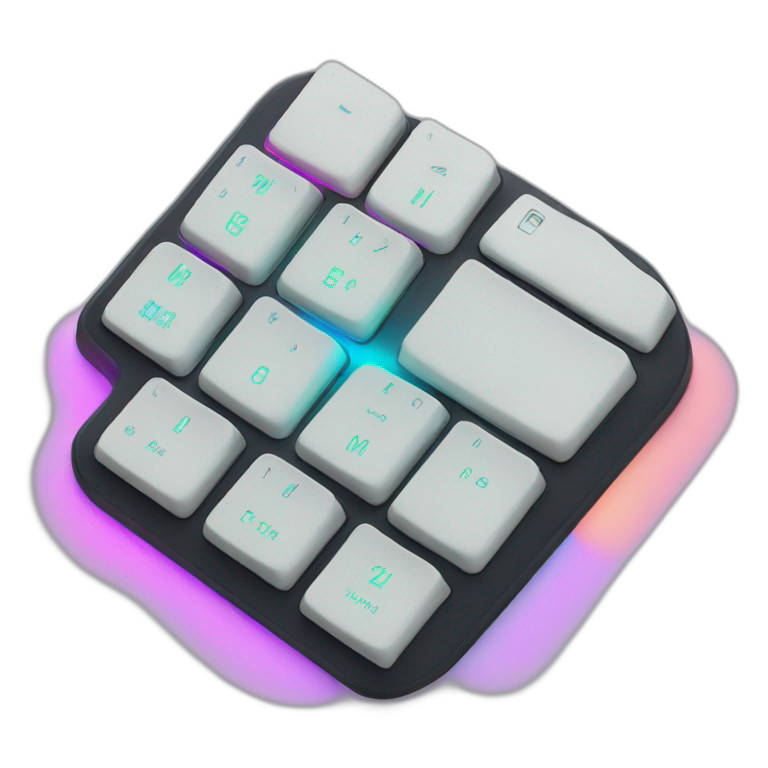 split ergonomic keyboard with glowing RGB lighting emoji