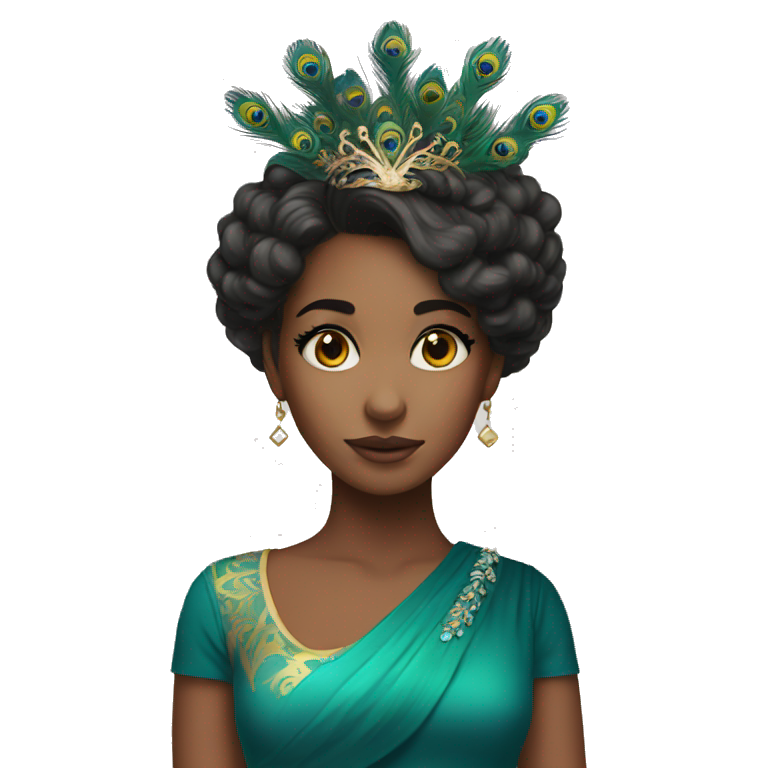 a beautiful girl with peacock crown emoji