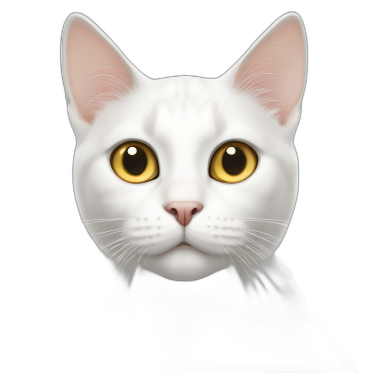 white cat with grey spots and spot on nose with gold eyes emoji