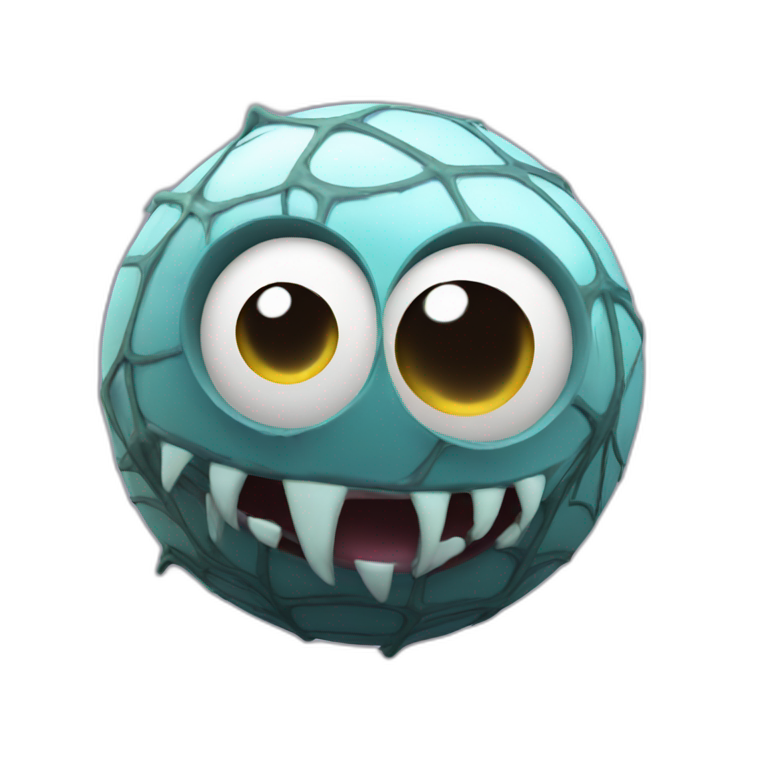 3d sphere with a cartoon Spider skin texture with big playful eyes emoji