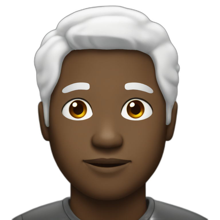 black guy with white hair emoji