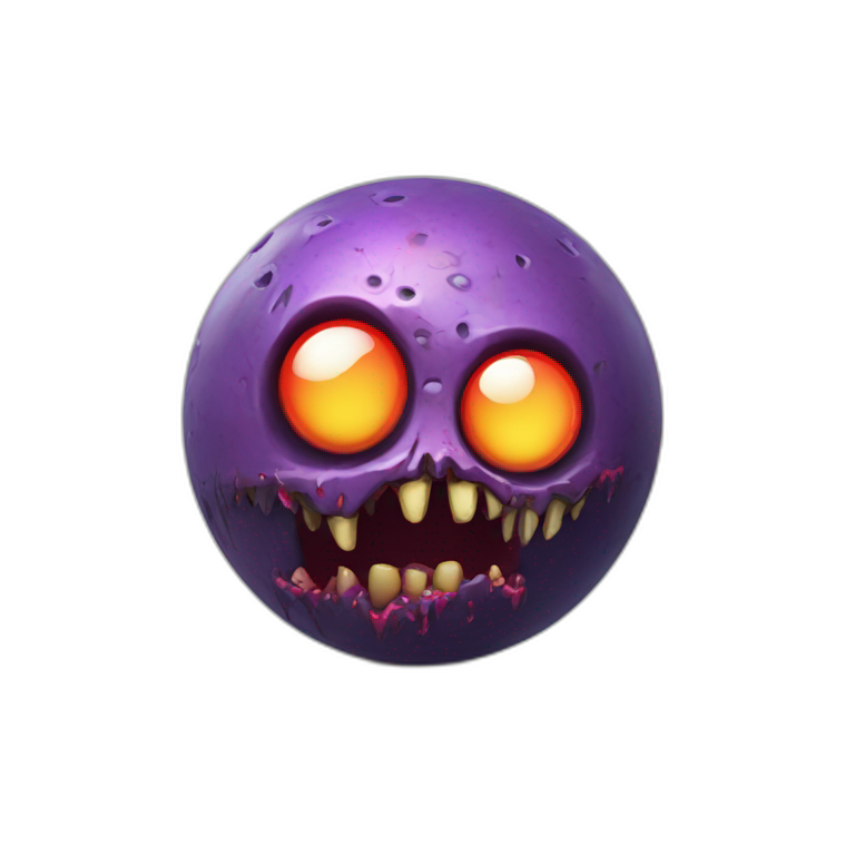 3d sphere with a cartoon pensive poppy Zombie skin texture with underdeveloped eyes emoji