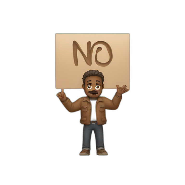 man holding up sign saying no way emoji