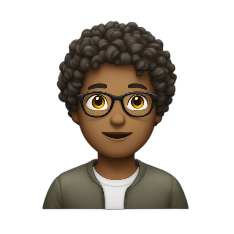 boy with curly hair and glasses emoji