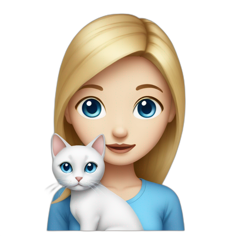 Blue eyed girl with Thai cat emoji