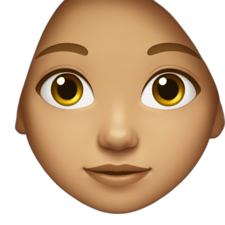 7 year old girl with brown long open hair light brown skin green eyes emoji