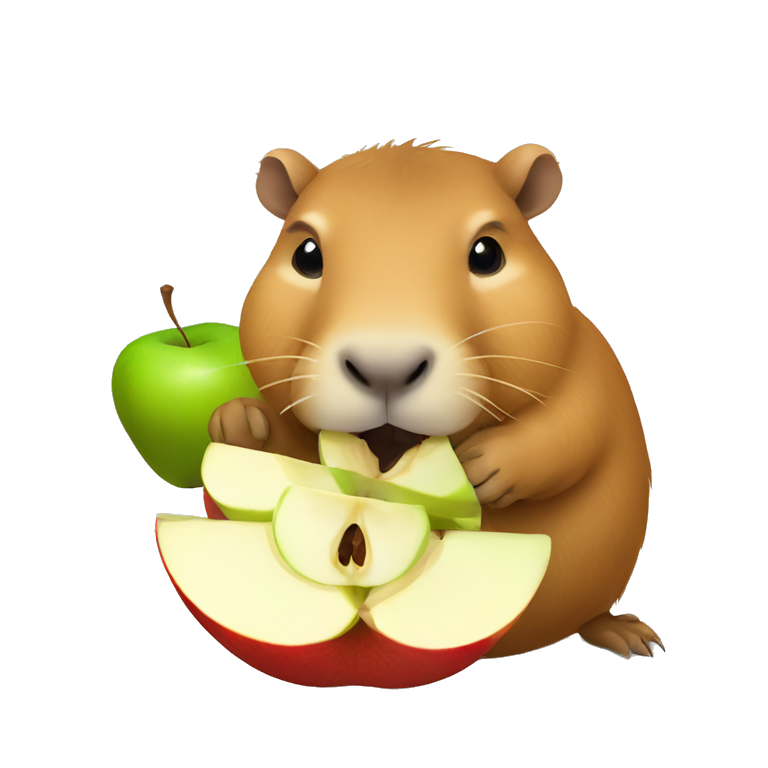 Capybara eating apple emoji