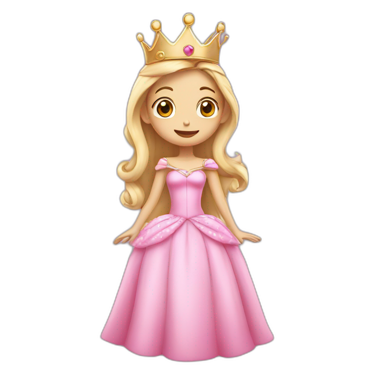 pink princess with crown and princess dress sending a kiss emoji