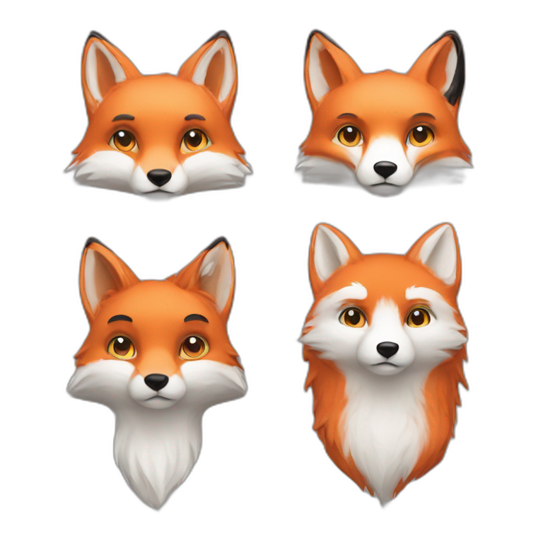 one red fox one white fox one black fox emoji