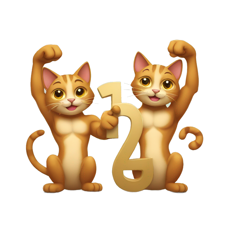 two muscular cats holding up the number thirteen emoji