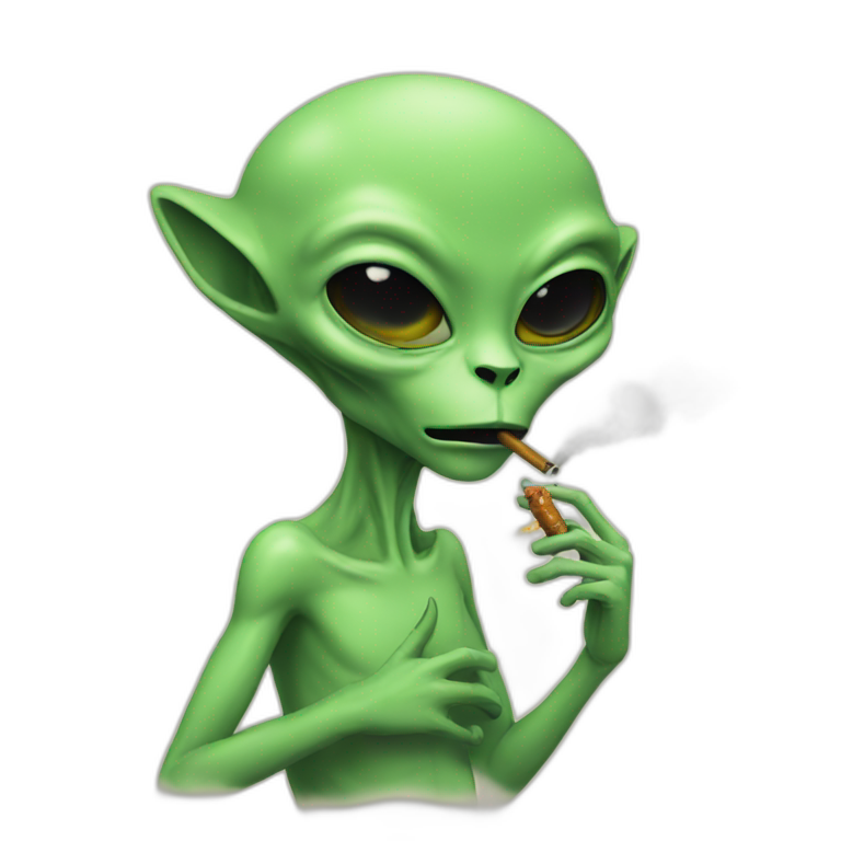 an alien smoking, with a cat emoji