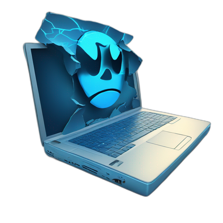 broken blue neon laptop emoji