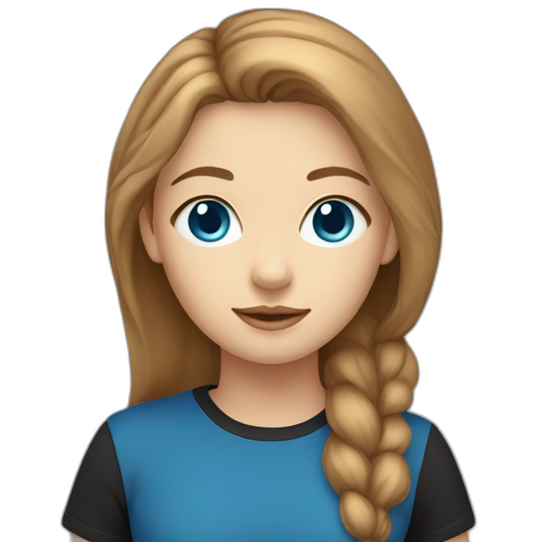 light brown hair woman with blue eyes black stripy t-shirt emoji