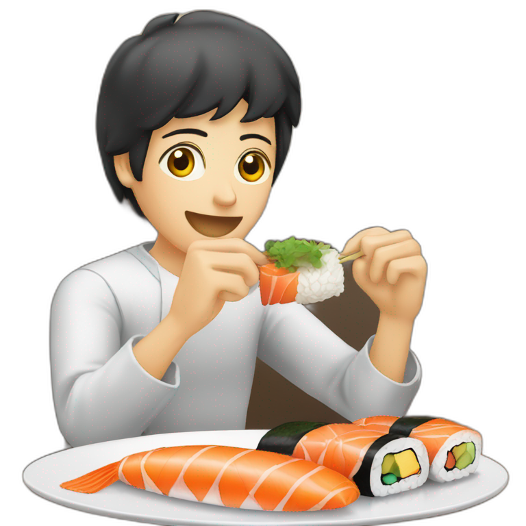 humains en train de manger des sushis emoji