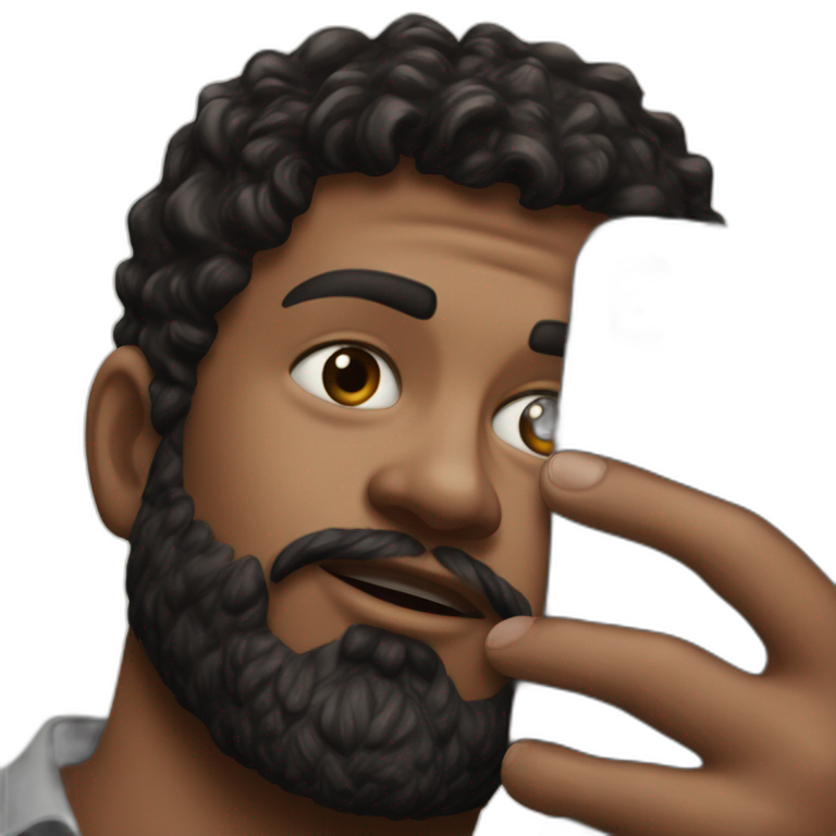 bearded guy holding cellphone emoji