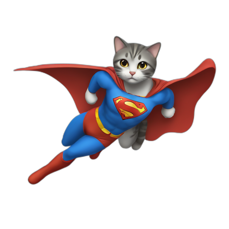 flying cat wearing superman costume emoji