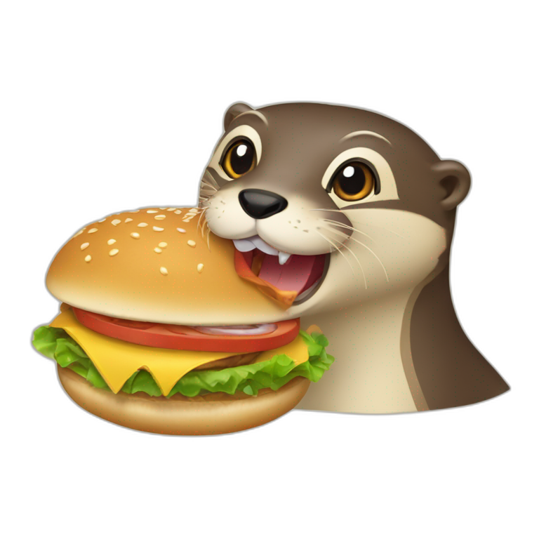 loutre qui mange un hamburger emoji