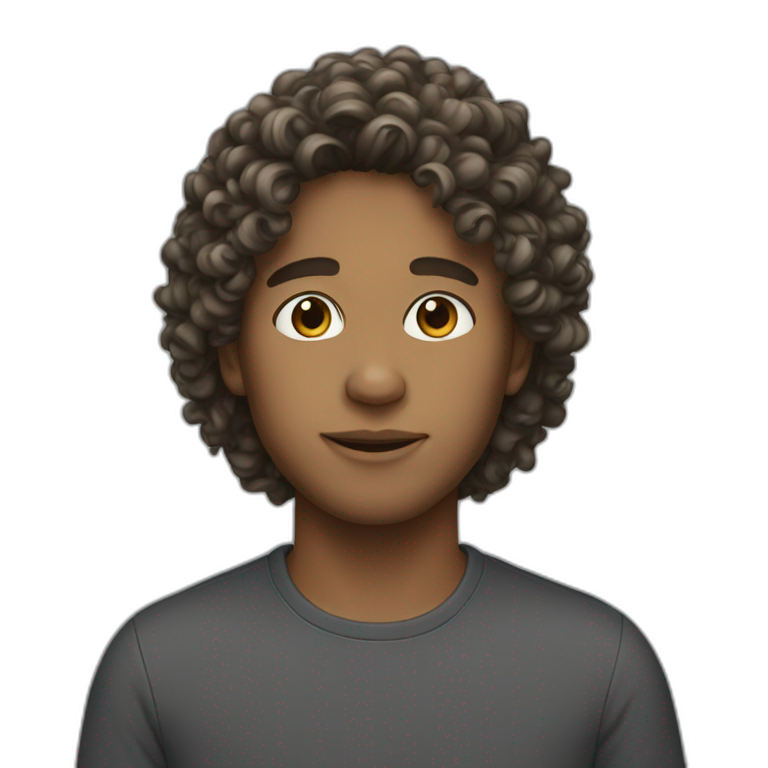 lboy long curly hair emoji