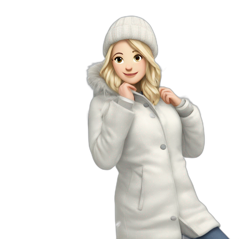 blonde girl in winter coat emoji