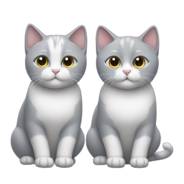 Two grey white cats friends emoji
