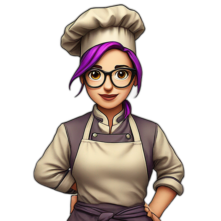 purple haired chef in glasses emoji