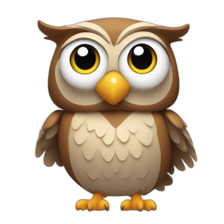 an owl with muscles smiling emoji