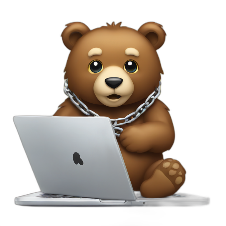 bear chain inside laptop emoji
