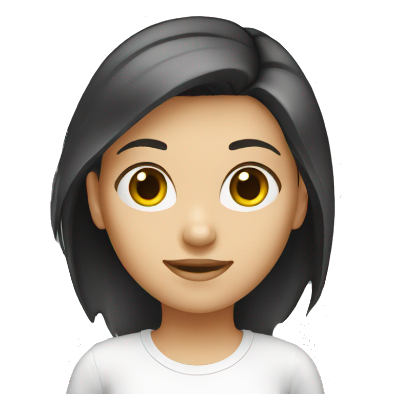 young white female, black tshirt emoji