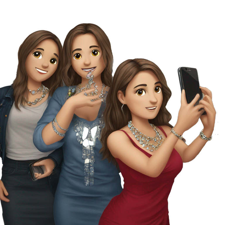 brown hair girls holding phone emoji