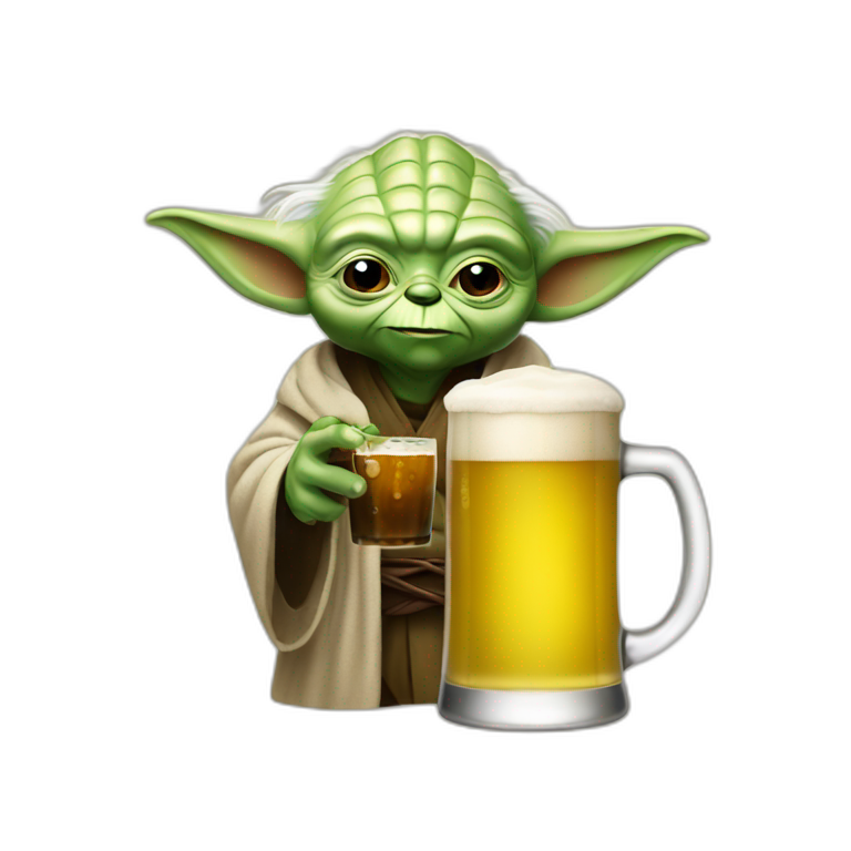 Yoda drink a beer emoji
