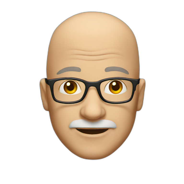 50 year old Bald man with glasses  emoji