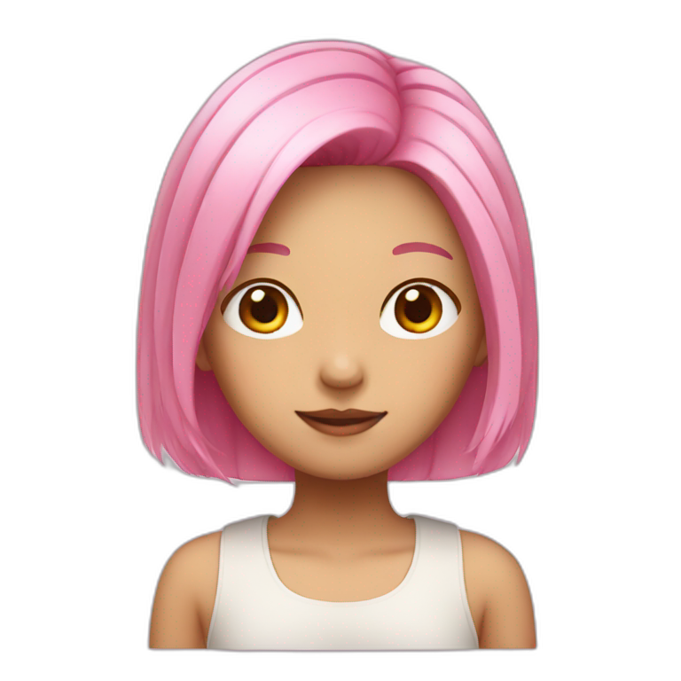 asian girl with pink hair emoji