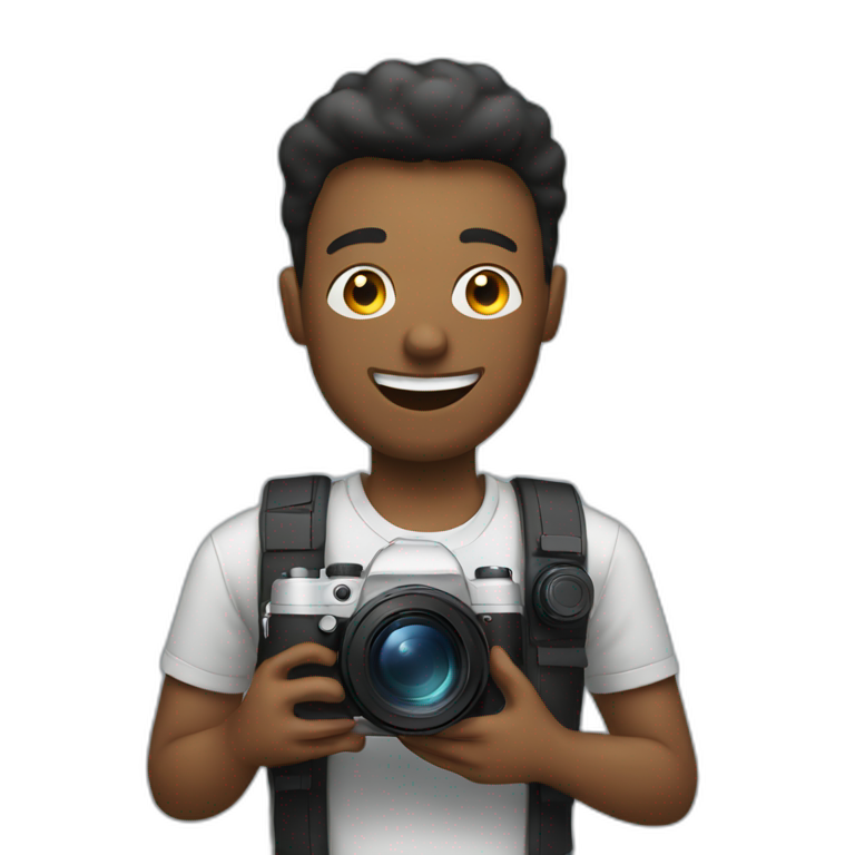 Men take picture with camera emoji