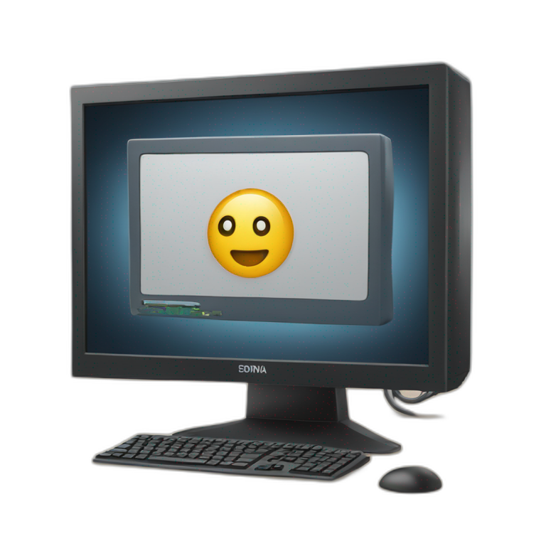 a monitor pc with a code program being processed emoji