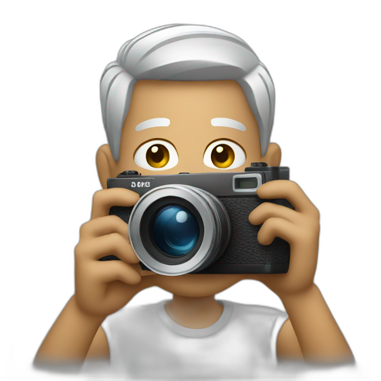 man taking a picture with camera emoji