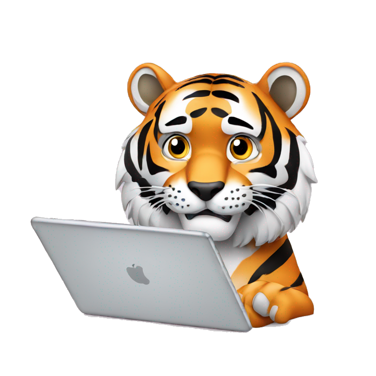 Tiger watching his phone emoji