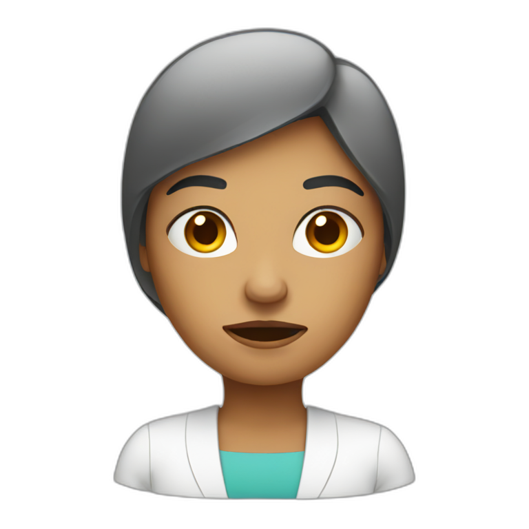 disapproving woman with computer emoji